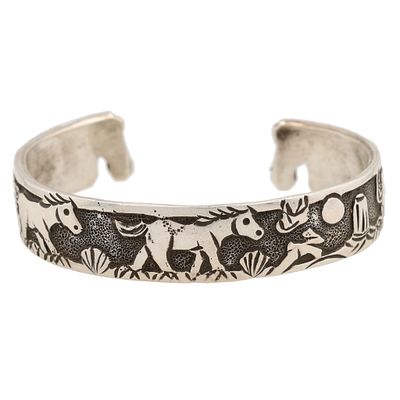 Lloyd Becenti Navajo Plain Silver Storyteller Cuff Bracelet 33g
