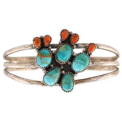 HaDa Collection Sterling Cactus Multi Stone Cuff Bracelet. HaDa Collection Sterling Multi Stone