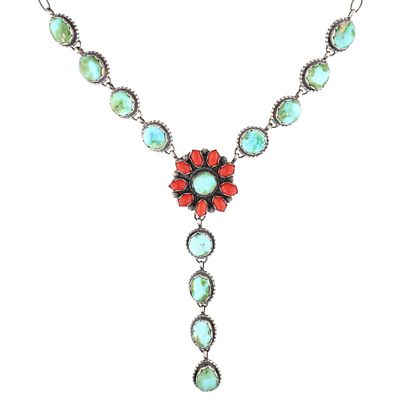 Timothy Yazzie Navajo Sterling Lariat Multi Stone Necklace. Timothy Yazzie Navajo Sterling Multi