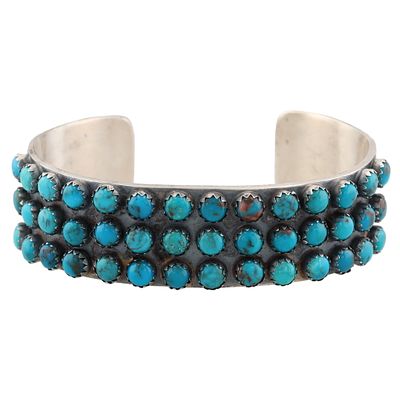 Tillie Jon Navajo Sterling Kingman Turquoise Cuff Bracelet 57g