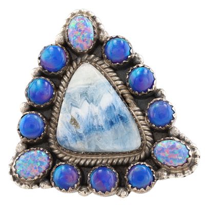 HaDa Collection Sterling Multi Stone Adjustable Ring 21g-Opal, Agate