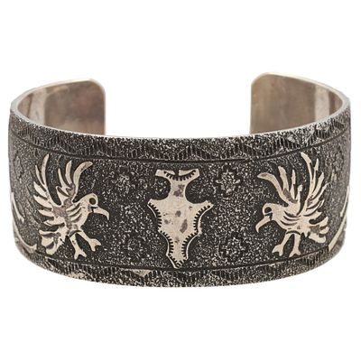Raymond Begay Navajo Plain Silver Overlay Cuff Bracelet 57g