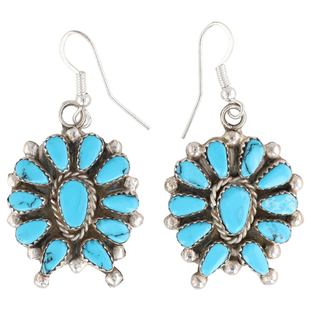 Lot 222: JJP Navajo Sterling Kingman Turquoise Earrings