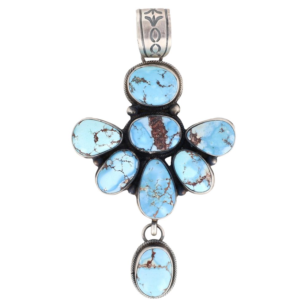Lot 238: Signed A Navajo Sterling Golden Hills Turquoise Pendant