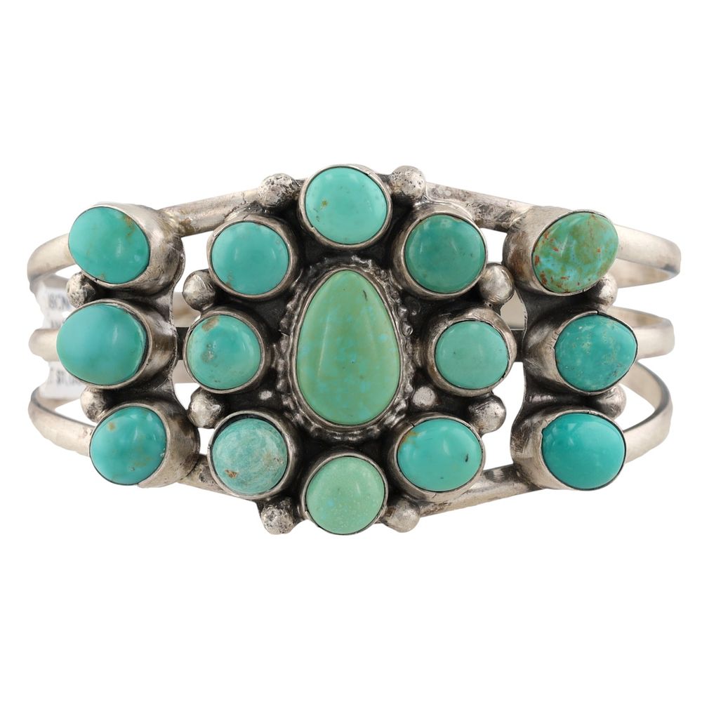 Lot 274: Ben Johnson Navajo Sterling Kingman Turquoise Cuff Bracelet