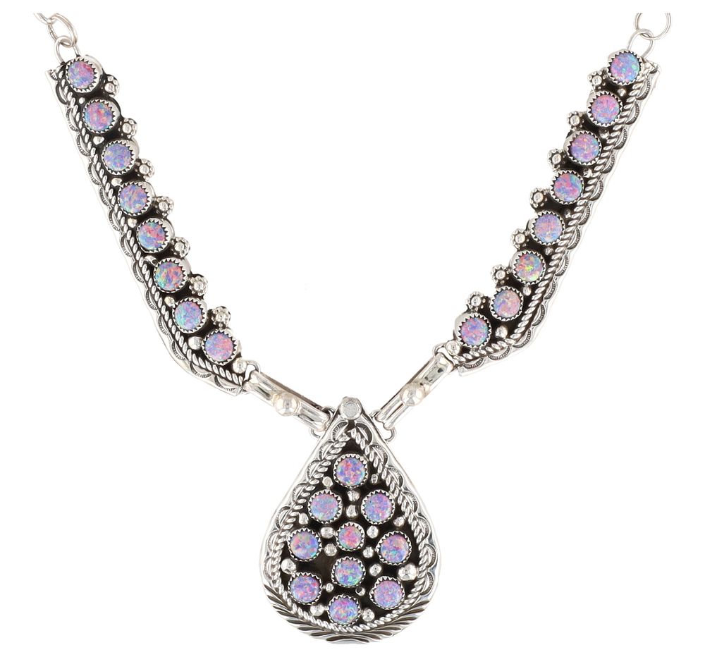 Lot 311: Darlene Begay Navajo Sterling Opal Necklace