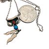 Navajo Turquoise Coral Sterling Feather Pendant Rope Chain Necklace, 4.43 G. Navajo turquoise Image - 2