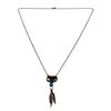Navajo Turquoise Coral Sterling Feather Pendant Rope Chain Necklace, 4.43 G. Navajo turquoise Image - 4