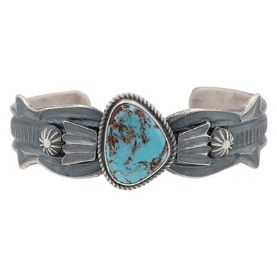 Navajo Kevin Billah Sterling Silver Larimar Cuff Bracelet. A Navajo Sterling Silver cuff 