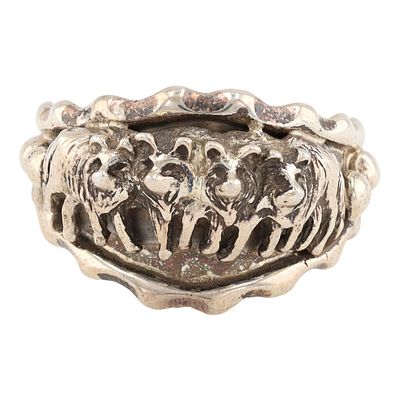 Genevieve Francisco Navajo Sterling Silver 'Pack of Wolves' Ring. This Native American Navajo 