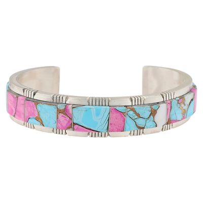 Steve Francisco Navajo Sterling Silver Cotton Candy Inlay Cuff Bracelet. A Steve Francisco 