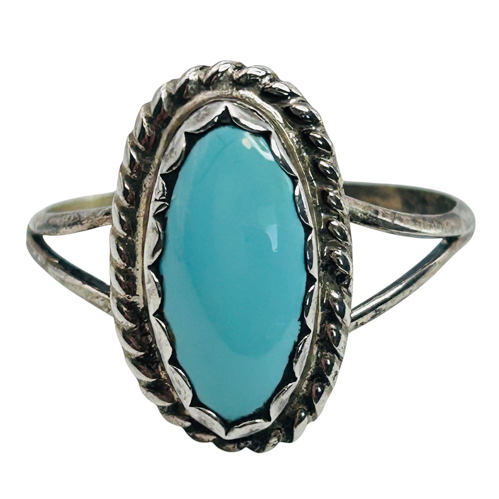 Lot 304: Cynthia Begay CB Navajo Sterling Turquoise Ring Size 9, 3.11 G
