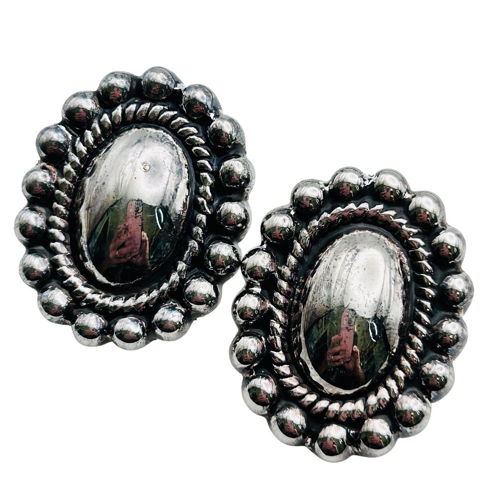 Lot 329: AIRESS Sterling Oval Stud Back Earrings 10.75 G