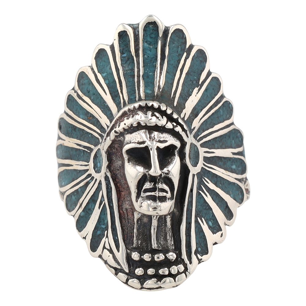Lot 153: Southwestern Sterling Indian Chief Head Ring