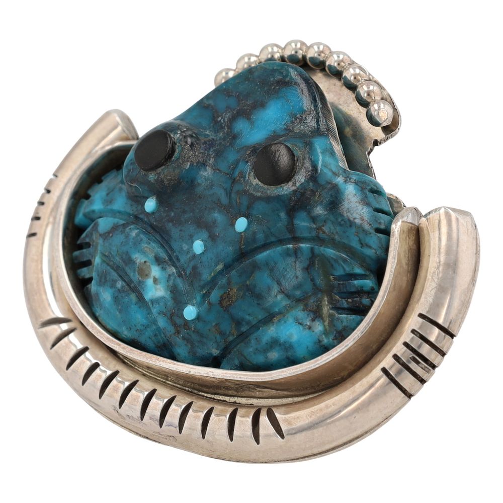 Lot 171: Joelias Draper Navajo Sterling Kingman Frog Ring