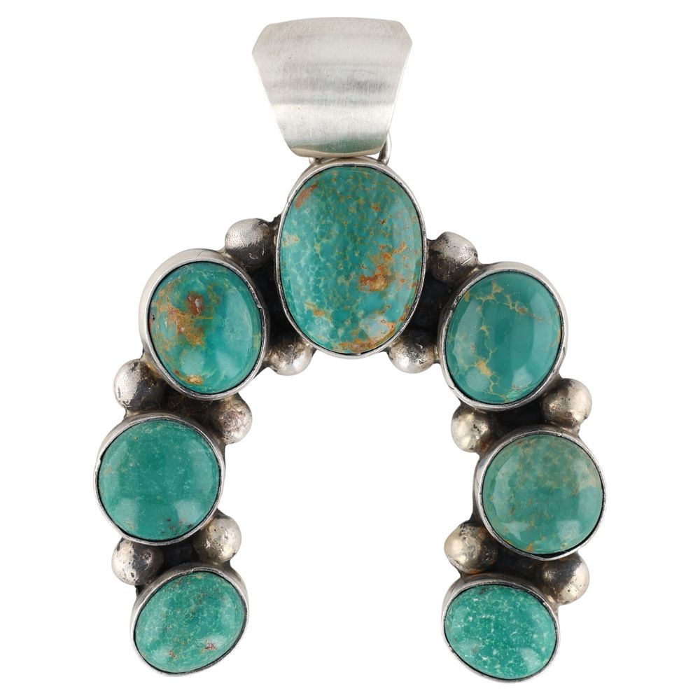 Lot 180: Augustine Largo Navajo Handmade Sterling Silver Kingman Turquoise Pendant