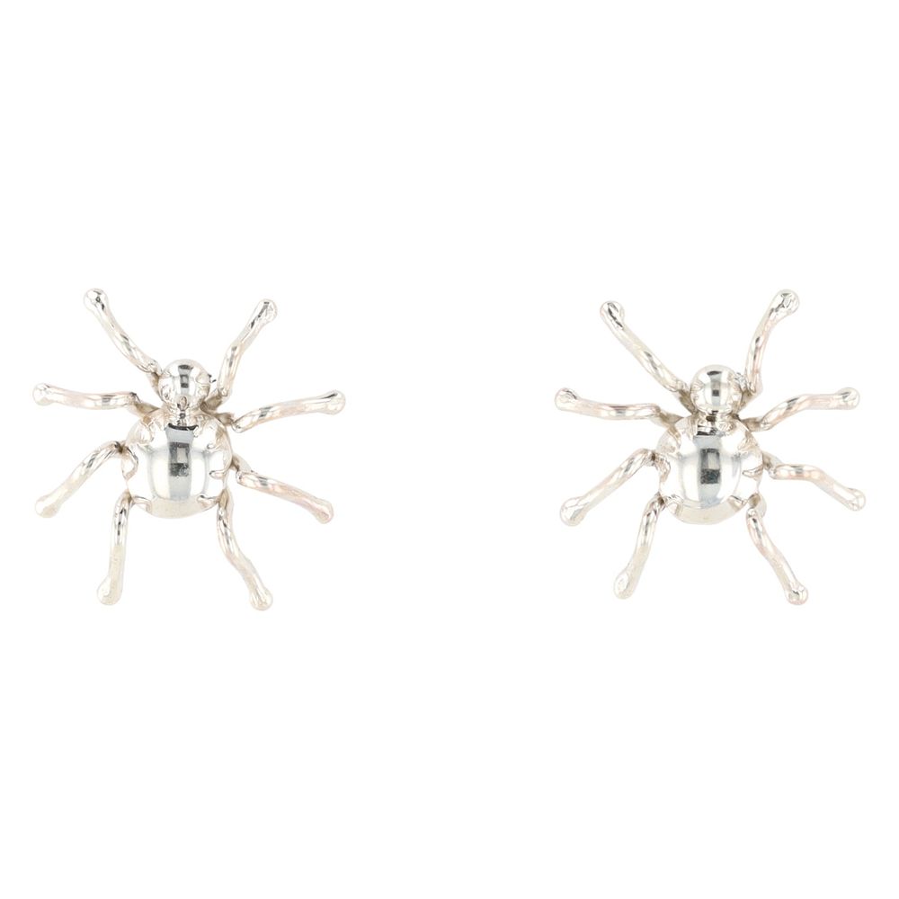 Lot 182: A Pair of Navajo Handmade Sterling Silver Spider Stud Earrings