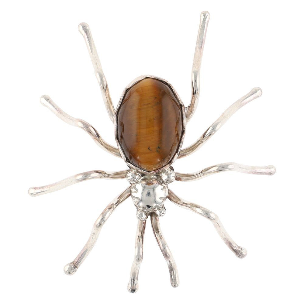 Lot 183: E. Spencer Navajo Sterling Tigers Eye Spider Brooch