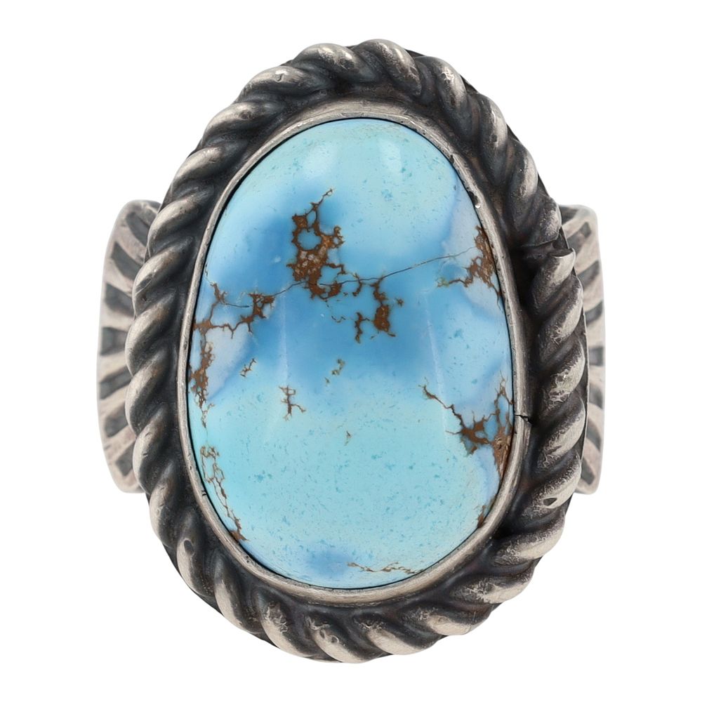 Lot 185: Navajo Tillie Jon Sterling Golden Hills Turquoise Ring