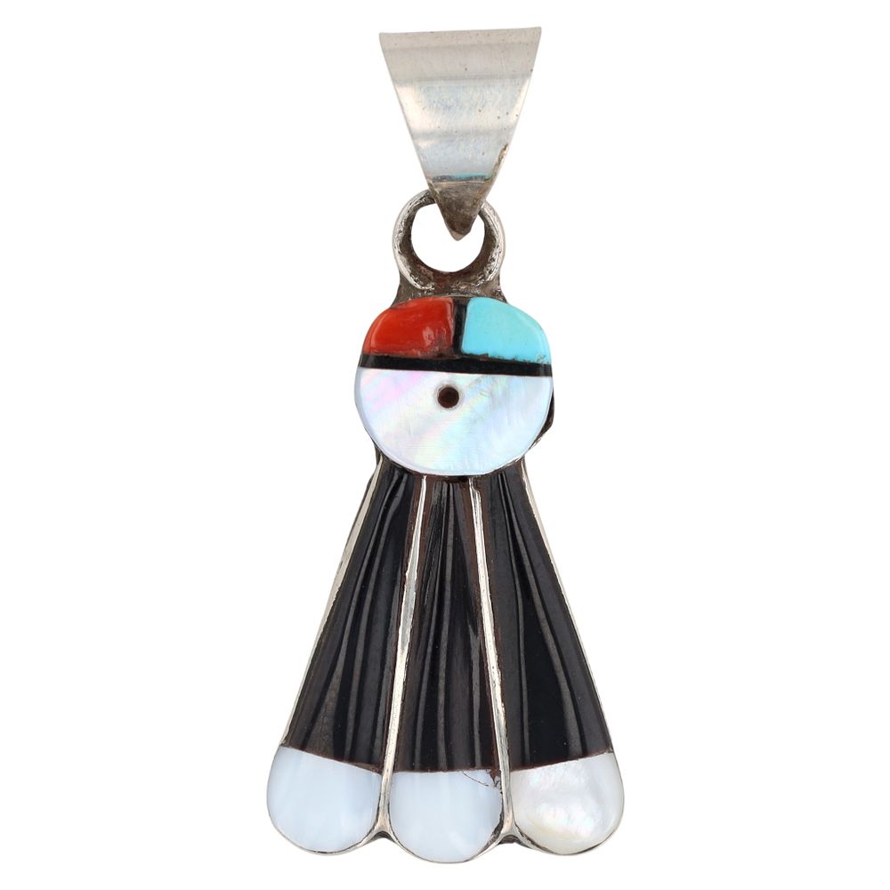 Lot 195: Clayton Vacit Zuni Sterling Sunface Inlay Pendant