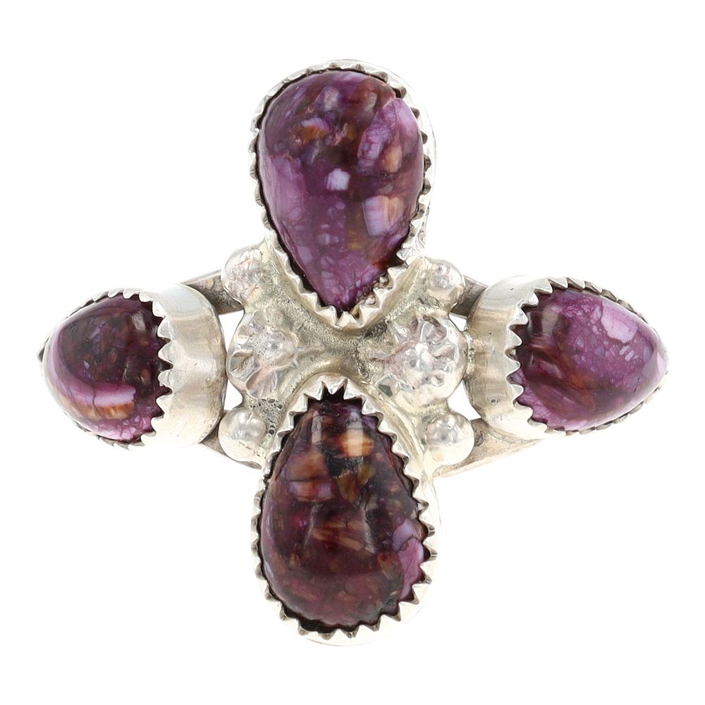 Lot 204: Signed M Navajo Purple Spiny Oyster Ring