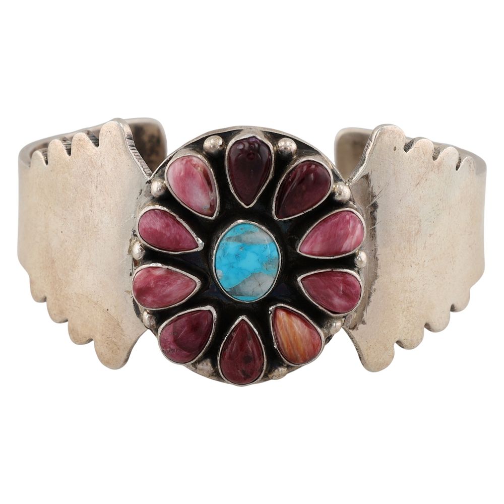 Lot 205: Paul Livingston Navajo Sterling Multi-Stone Cuff Bracelet
