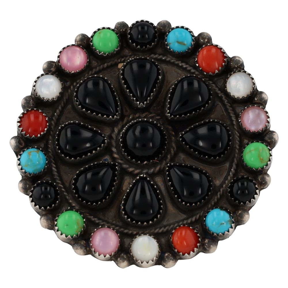 Lot 215: Devin Brown Navajo Sterling Multi-Stone Adj. Ring