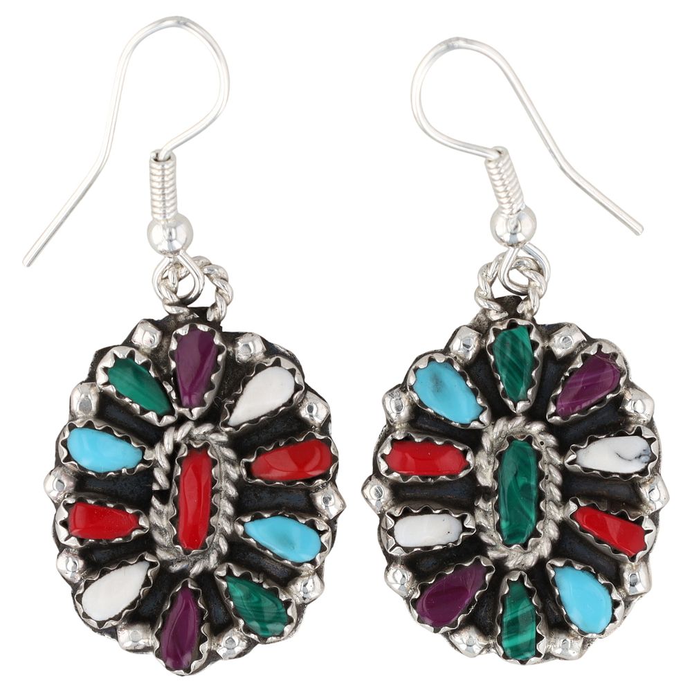 Lot 222: Milton James Navajo Sterling Multi-Stone Earrings