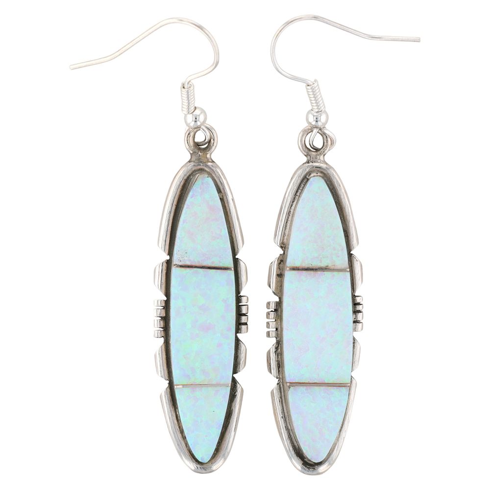 Lot 228: Brandon Etcitty Navajo Sterling Opal Inlay Earrings