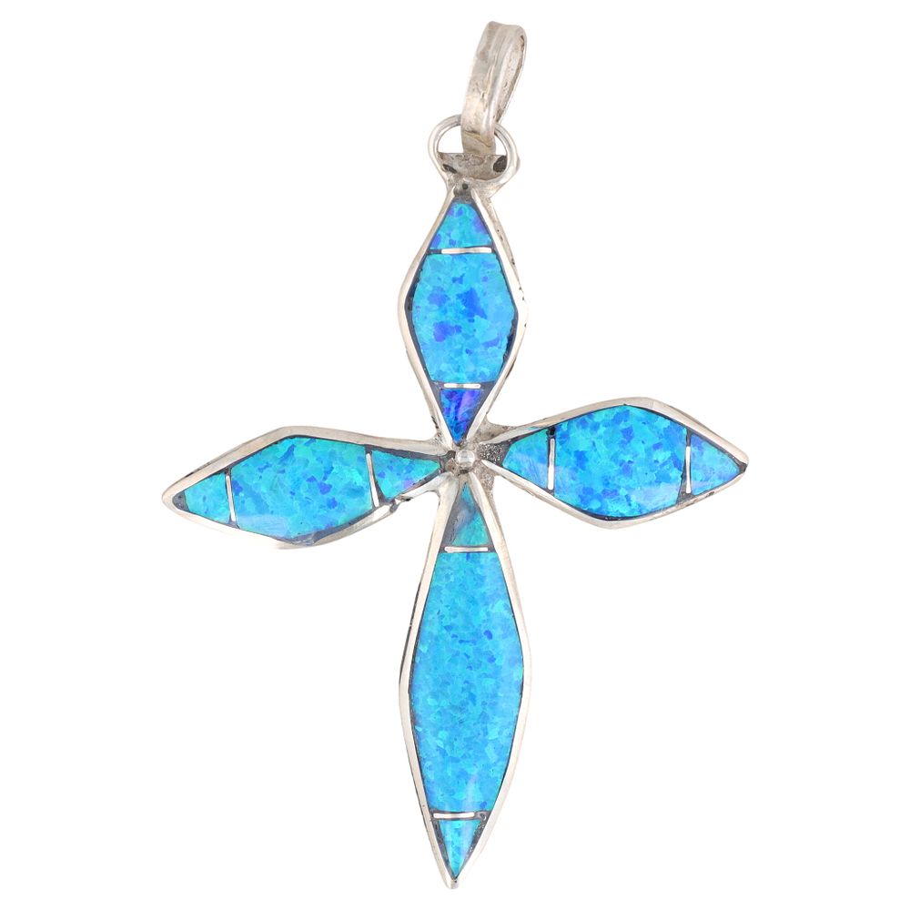 Lot 230: James Kee Navajo Sterling Opal Cross Pendant
