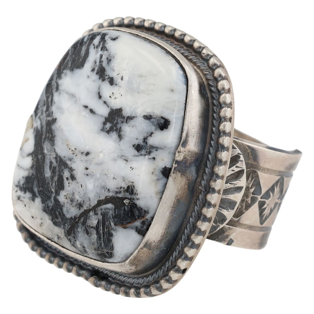 Lot 237: Tillie Jon Navajo Sterling White Buffalo Ring