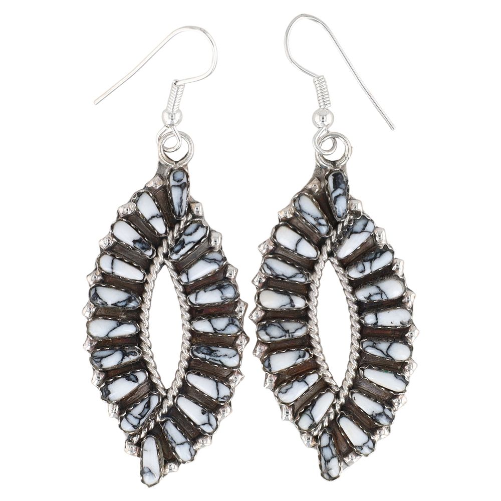 Lot 239: Tamara Benally Navajo Sterling White Buffalo Earrings