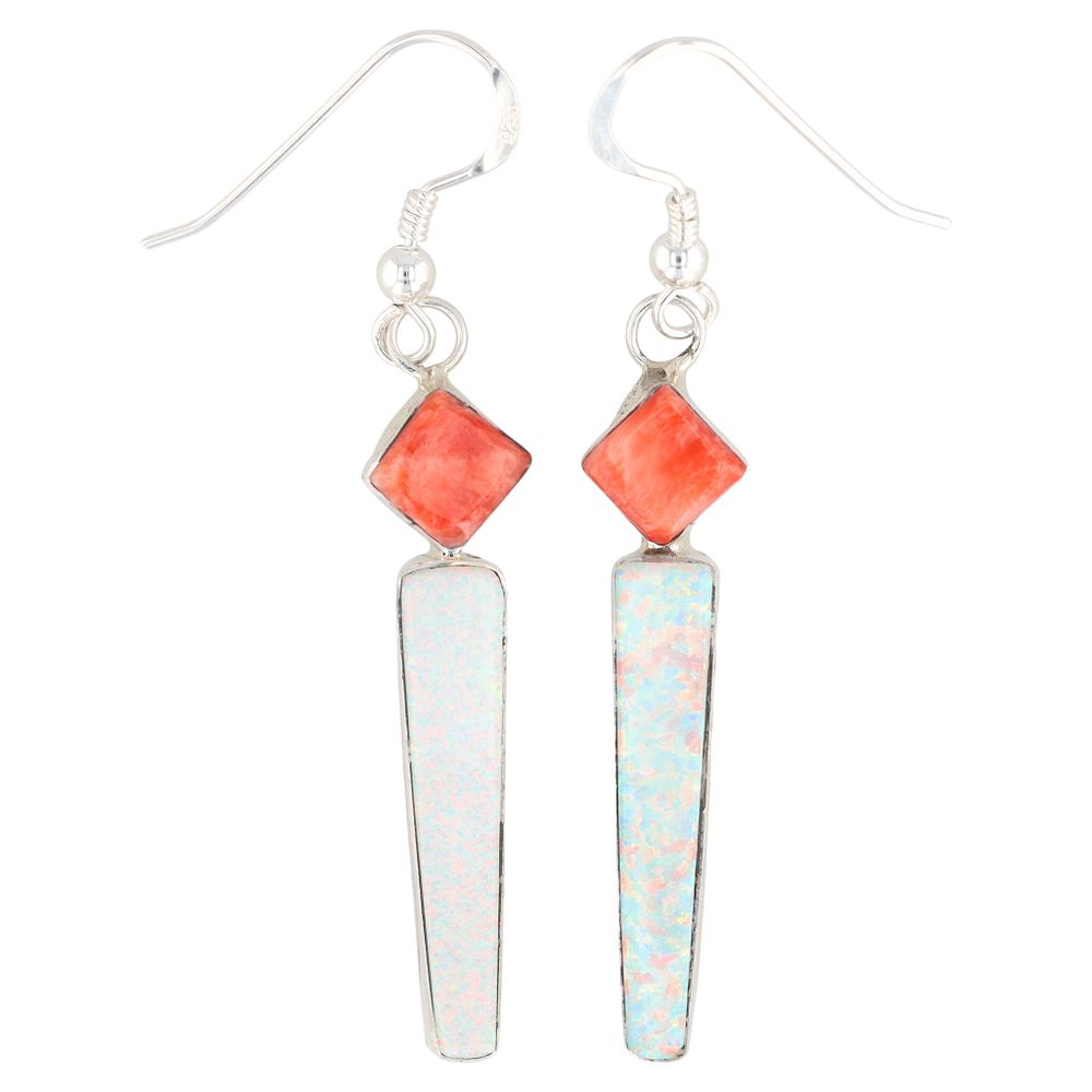 Lot 247: Victor Thompson Navajo Silver Spiny Opal Drop Earrings