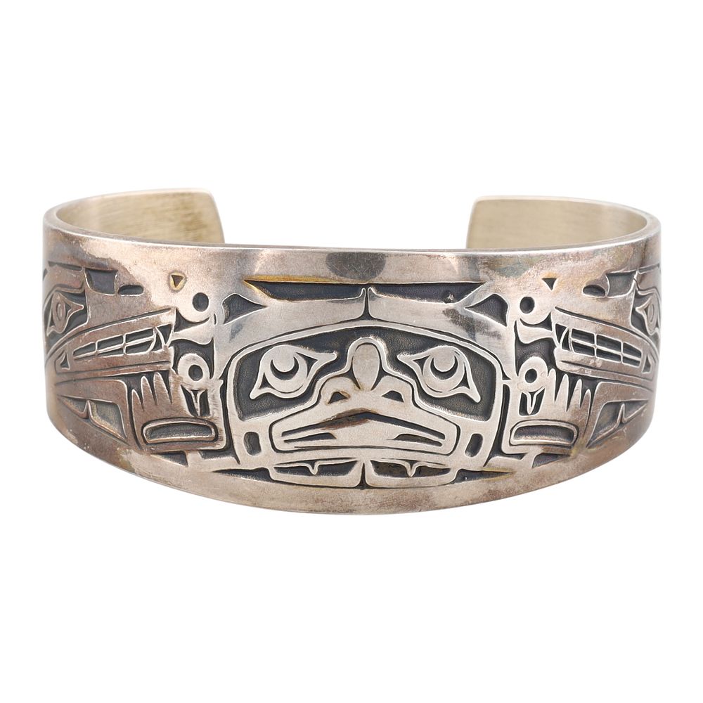 Lot 253: Jean Ferrier Northwest Indian Sterling Cuff Bracelet