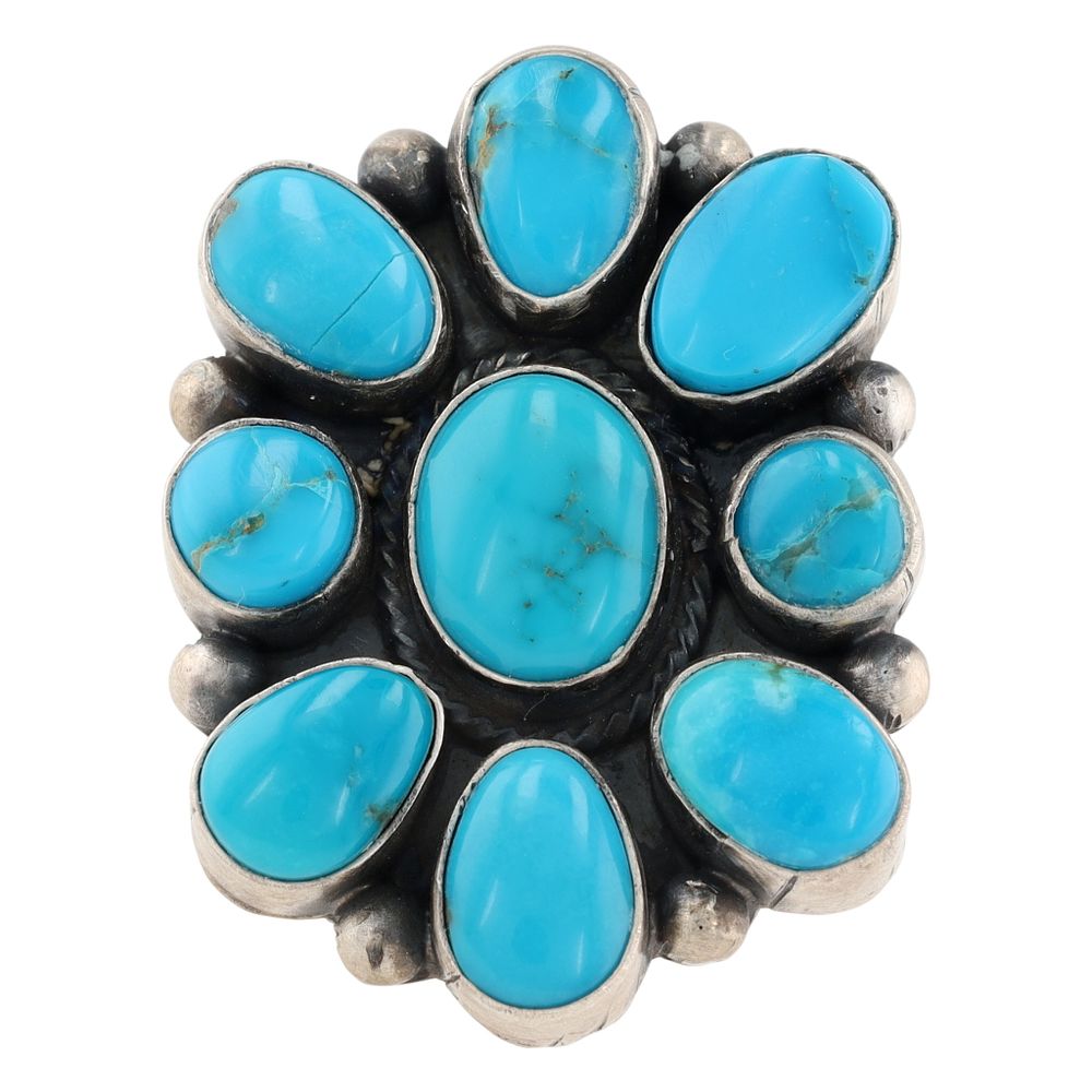 Lot 256: Paul Livingston Navajo Sterling Kingman Turquoise Ring