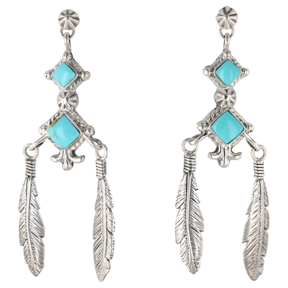 Lot 264: Annie Spencer Navajo Sterling Kingman Earrings