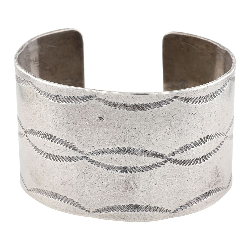 Lot 266: Vintage Navajo Sterling Stamped Cuff Bracelet