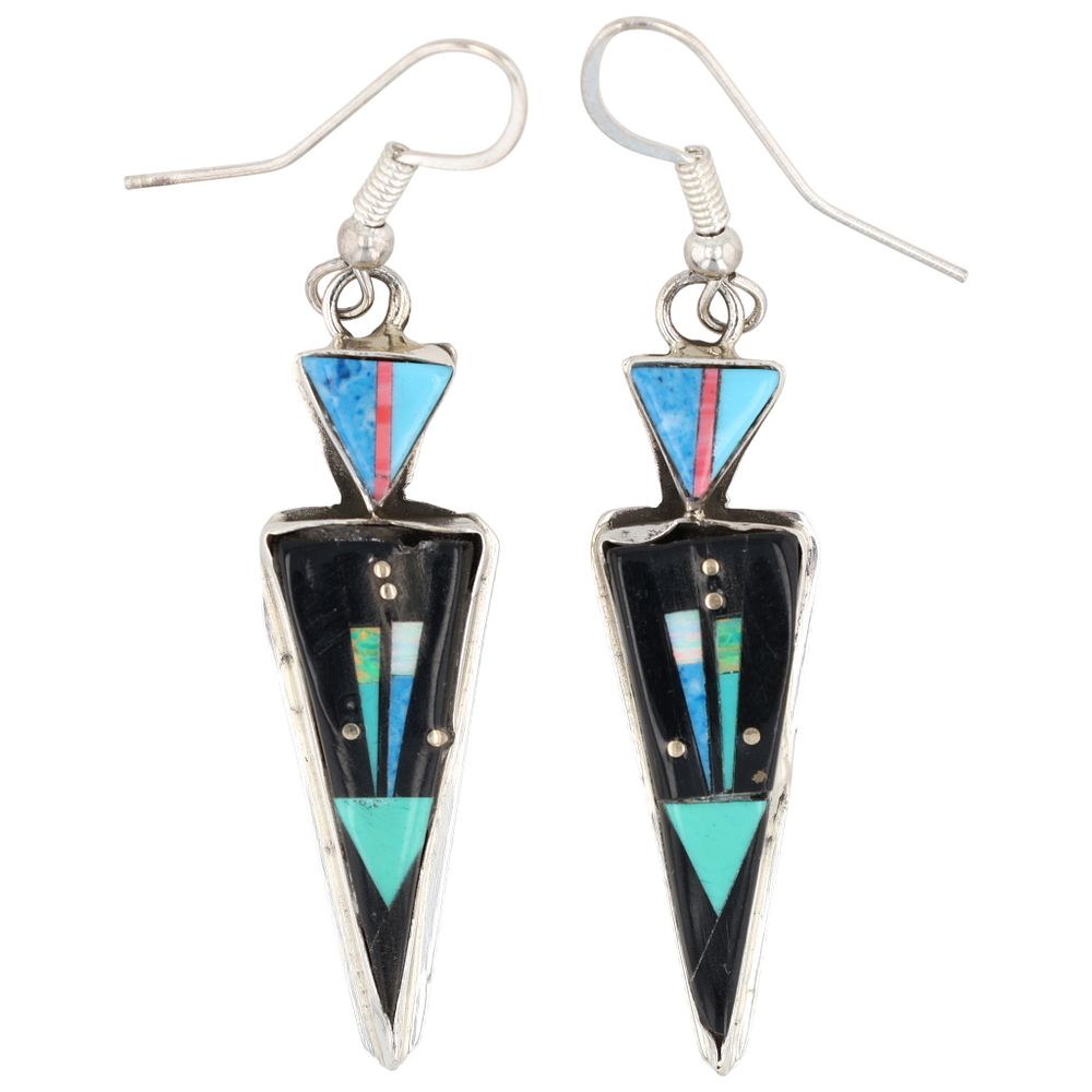 Lot 272: Gilbert Smith Navajo Sterling Multi-Stone Inlay Earrings