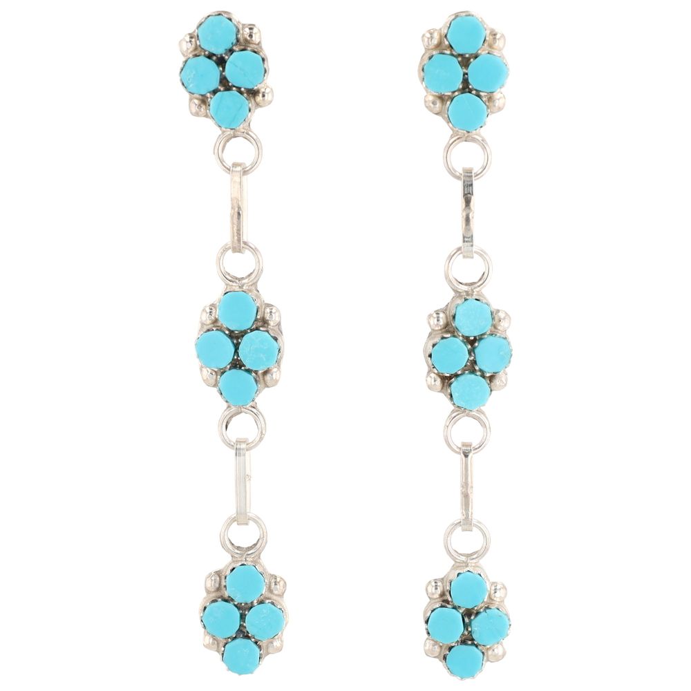 Lot 278: A Pair of Zuni Swain Charley Kingman Turquoise Drop Earrings