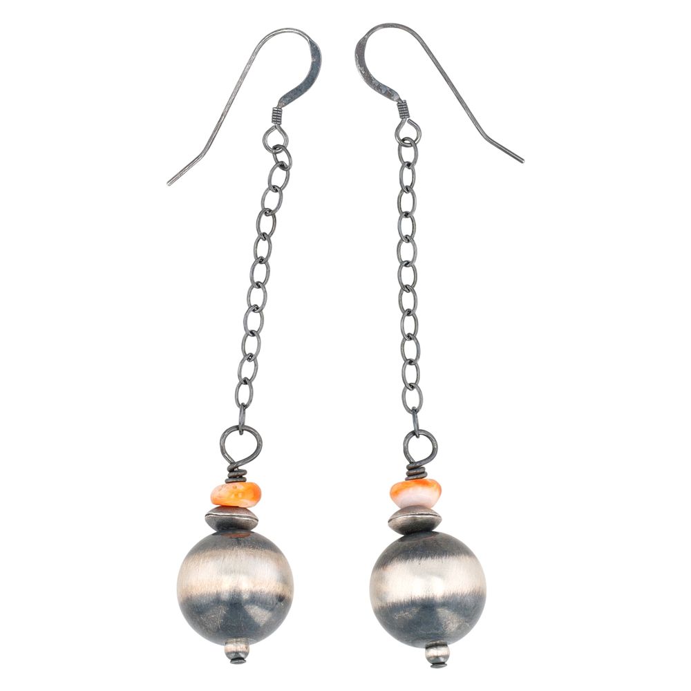 Lot 282: A Pair of Mason Lee Navajo Spiny Oyster Pearl Earrings