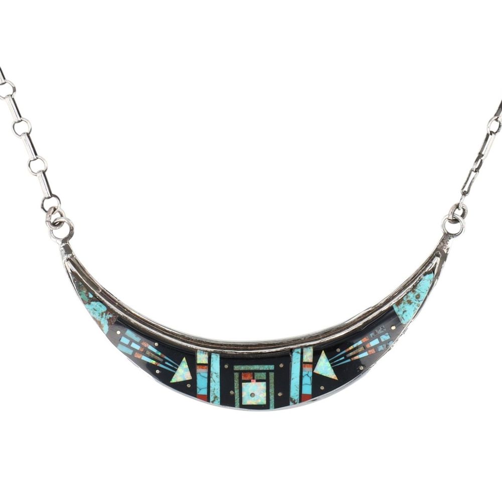 Lot 291: Signed NR Navajo Inlay Necklace