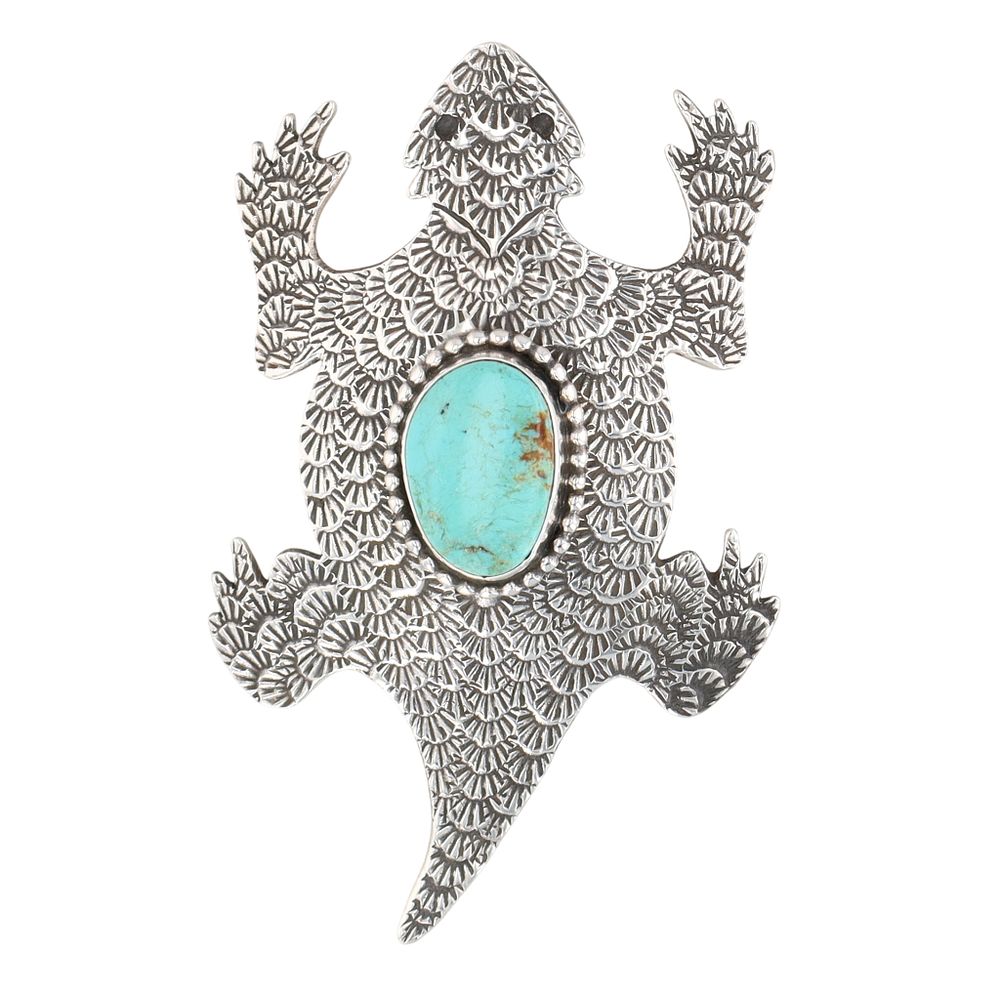 Lot 293: Lee Charley Navajo Sterling Kingman Horned Toad Pin/Pendant