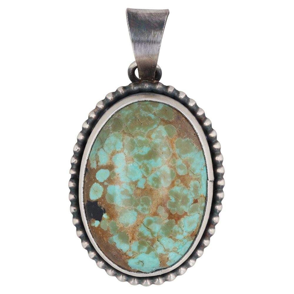 Lot 296: Scott Skeets Navajo Sterling #8 Turquoise Pendant