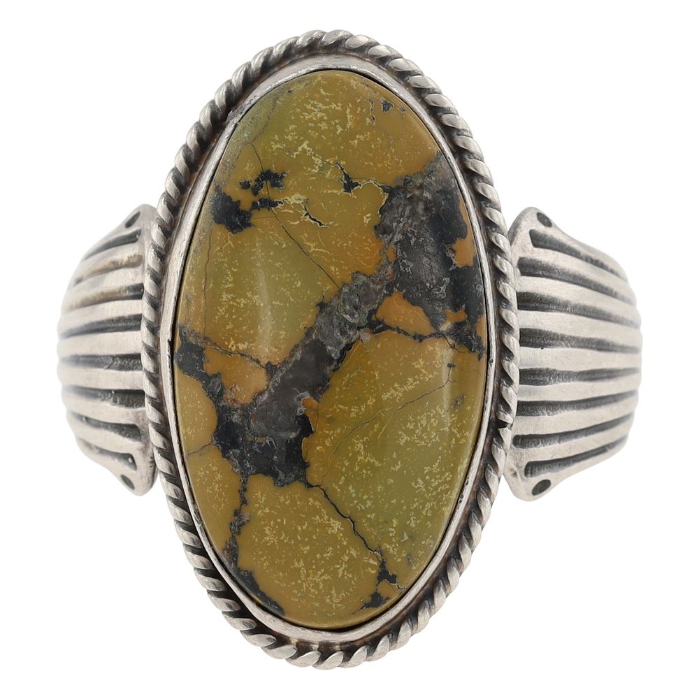 Lot 300: Running Bear Navajo Sterling Peacock Variscite Ring