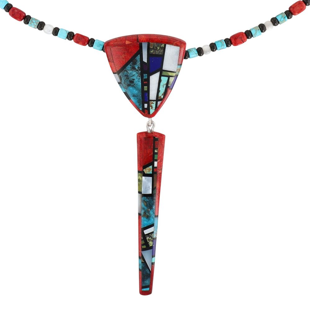 Lot 305: Santo Domingo Pueblo Chris Nieto Mosaic Inlay Necklace