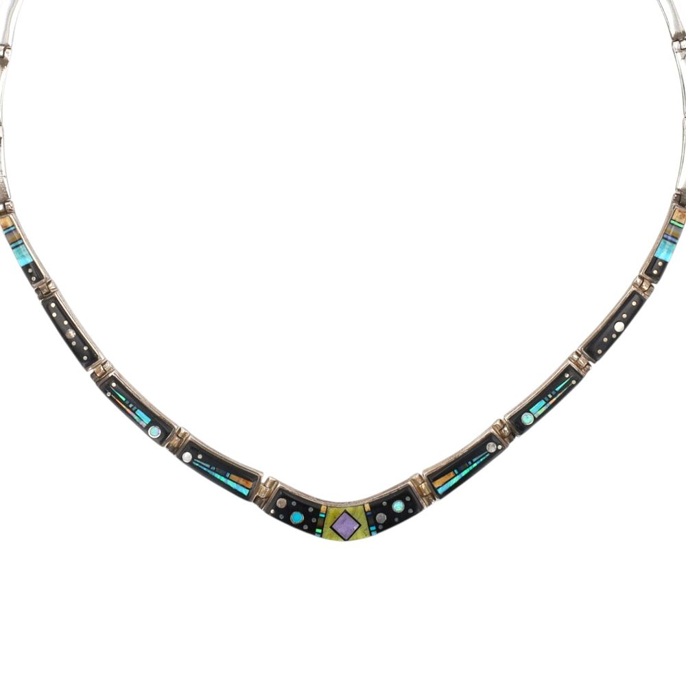 Lot 311: Amber Tsosie Navajo Handmade Sterling Inlay Necklace