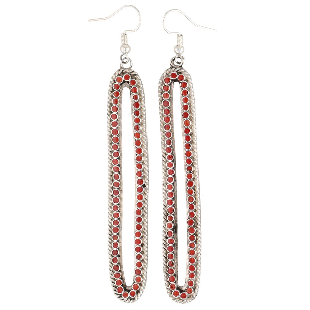 Lot 326: Devin Quam Zuni Sterling Coral Earrings
