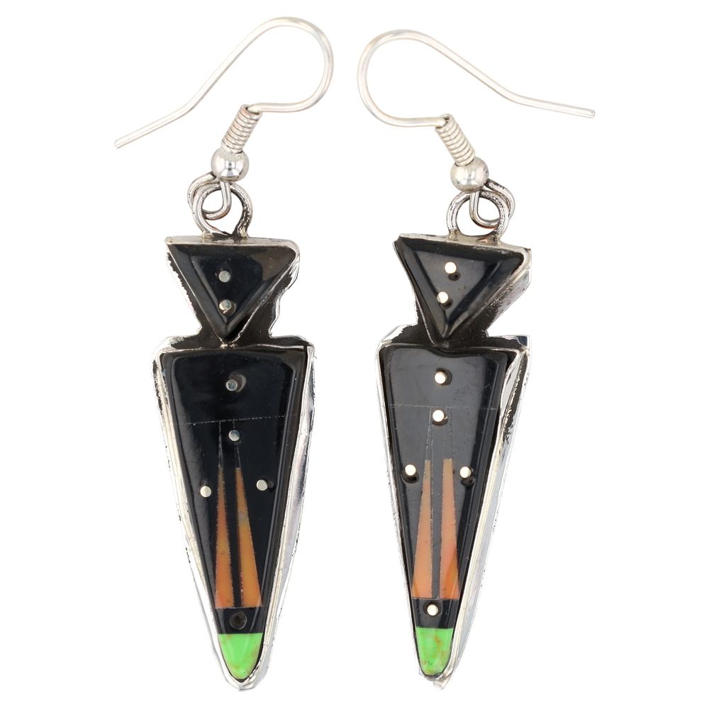 Lot 332: Gilbert Smith Navajo Sterling Inlay Earrings