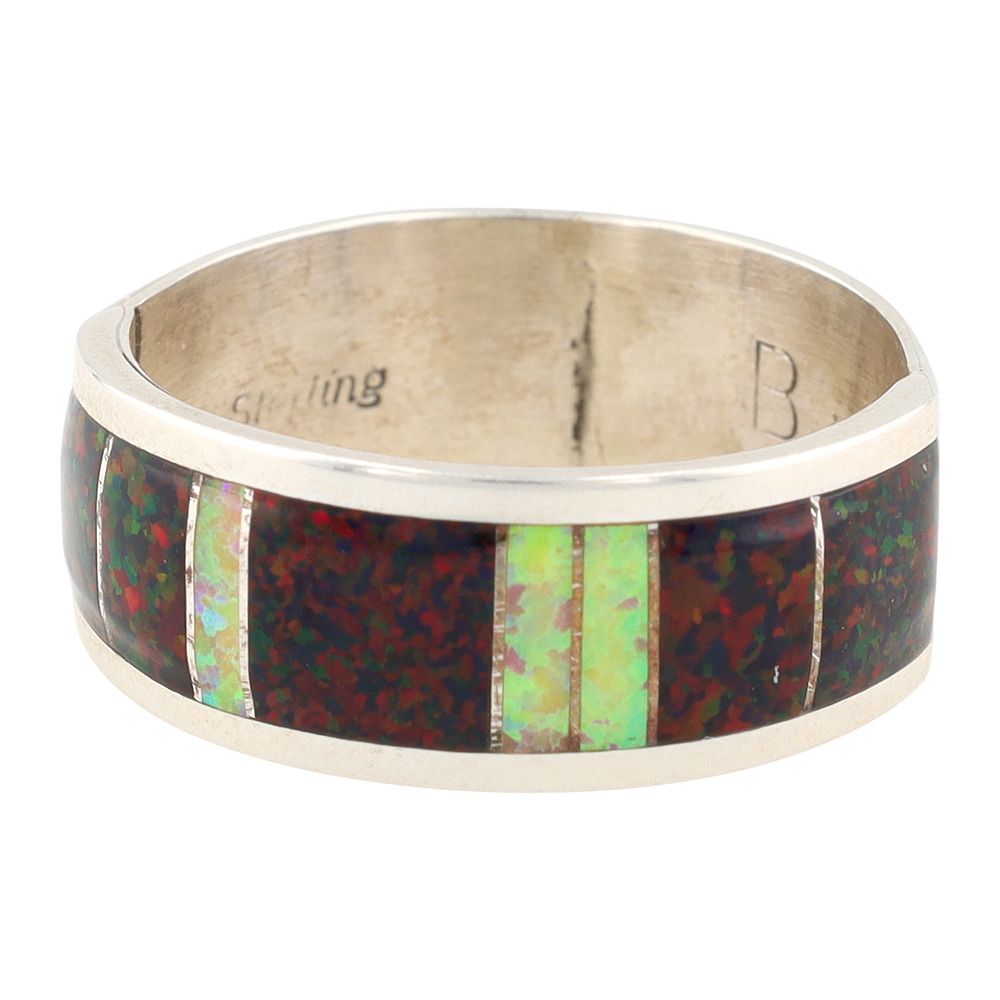 Lot 333: Benard Cachcari Zuni Sterling Opal Inlay Ring