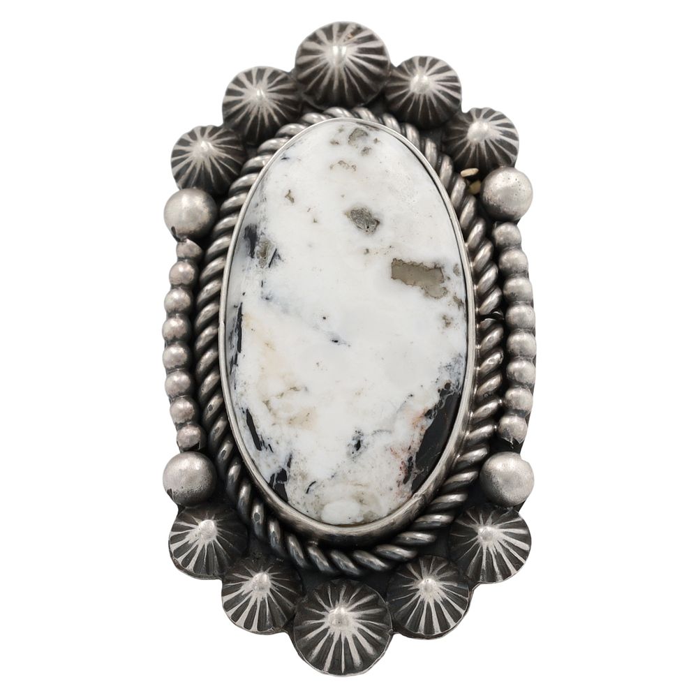 Lot 342: Michael Calladitto Navajo Sterling White Buffalo Ring